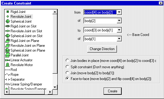 Constraint Window The Create Constraint Window